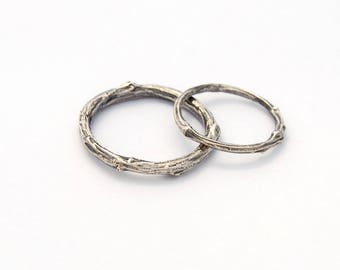 枝の結婚指輪 - 枝の結婚指輪 - シルバーの結婚指輪 - ボタニカルな結婚指輪 - シルバーの結婚指輪 - 枝の指輪