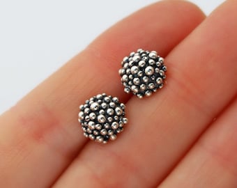 Caviar studs - sterling silver ball studs