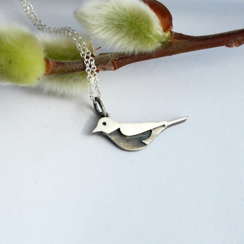 bird pendant Robin bird necklace woodland sterling silver bird