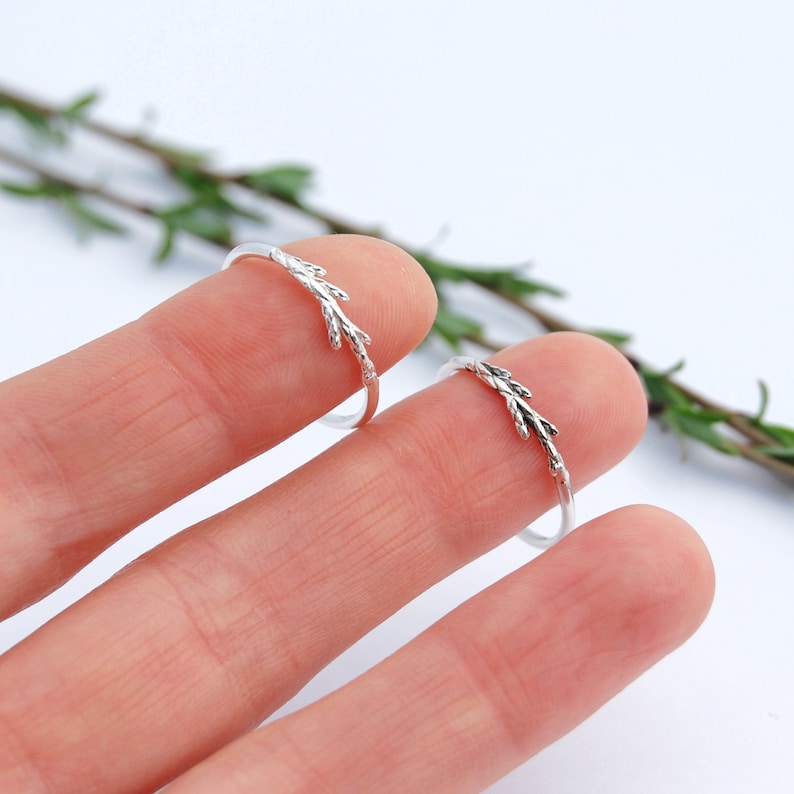 Dainty juniper ring Silver juniper ring Botanical ring Juniper ring Branch ring Silver branch ring image 10