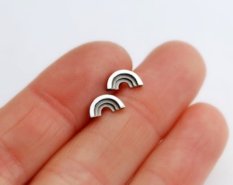 Rainbow stud - Rainbow earrings - rainbow post - Rainbow jewelry - rainbow studs - silver rainbow - tiny studs - minimalist studs