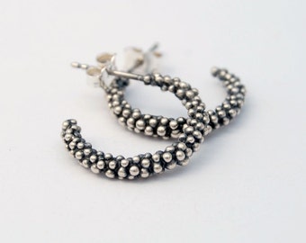 Caviar hoops - sterling silver modern balls earrings