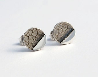 Geometric botanical circle studs sterling silver dots studs