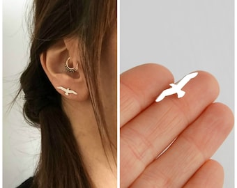 Bird ear climbers sterling silver seagull earrings
