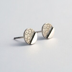 Geometric botanical circle studs sterling silver dots studs image 2