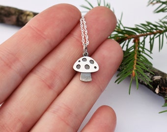 Mushroom pendant - Fungi pendant - Sterling silver mushroom - Silver fungi jewelry - Mushroom necklace