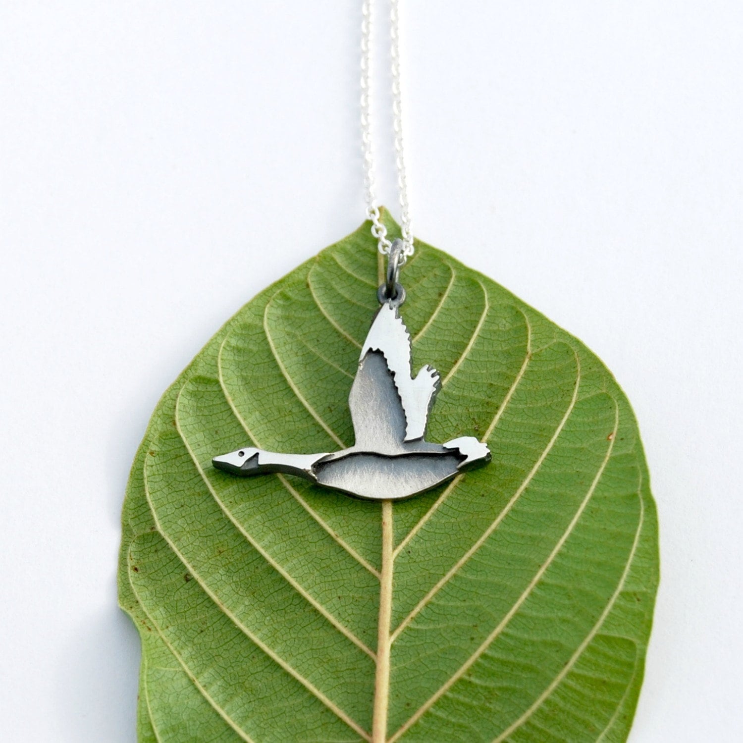 Goose Necklace Sterling Silver Migrator Necklace Etsy Canada