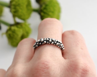 Caviar ring - silver balls ring - silver ring