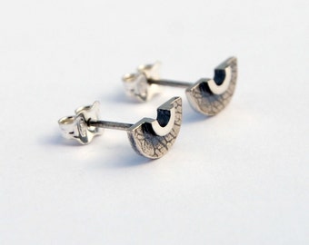 Crescent studs sterling silver half moon studs