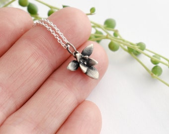 Collana di piante succulente - Succulente in argento sterling - Ciondolo succulento - Collana succulenta in argento