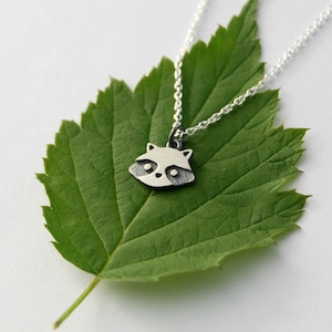 Mini raccoon pendant - raccoon charm - raccoon necklace - silver raccoon - raccoon jewelry