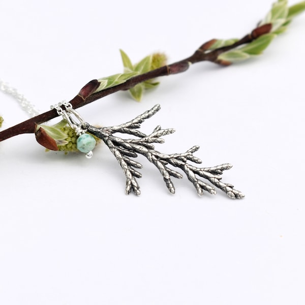 Juniper pendant - Silver juniper necklace - Silver juniper - Botanical jewelry - Botanical pendant