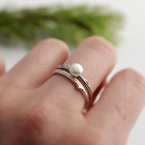 Branch pearl ring - Branch rings - Pearl ring - Size 6