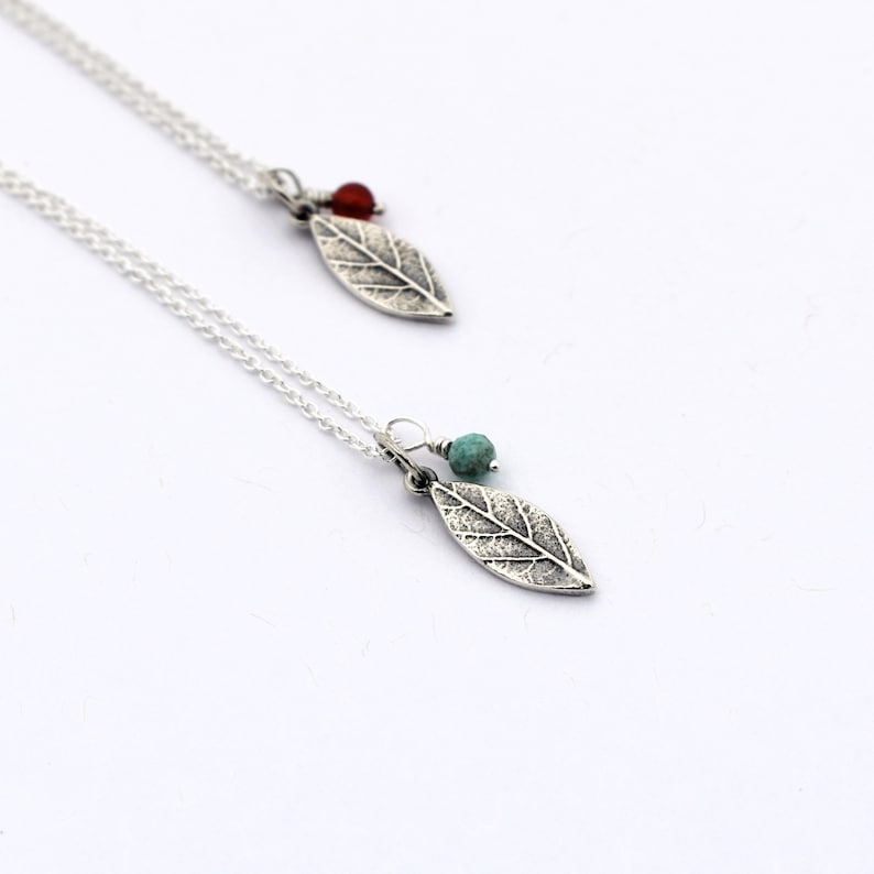 Small leaf pendant Leaf necklace Silver leaf necklace Botanical necklace Botanical pendant image 1