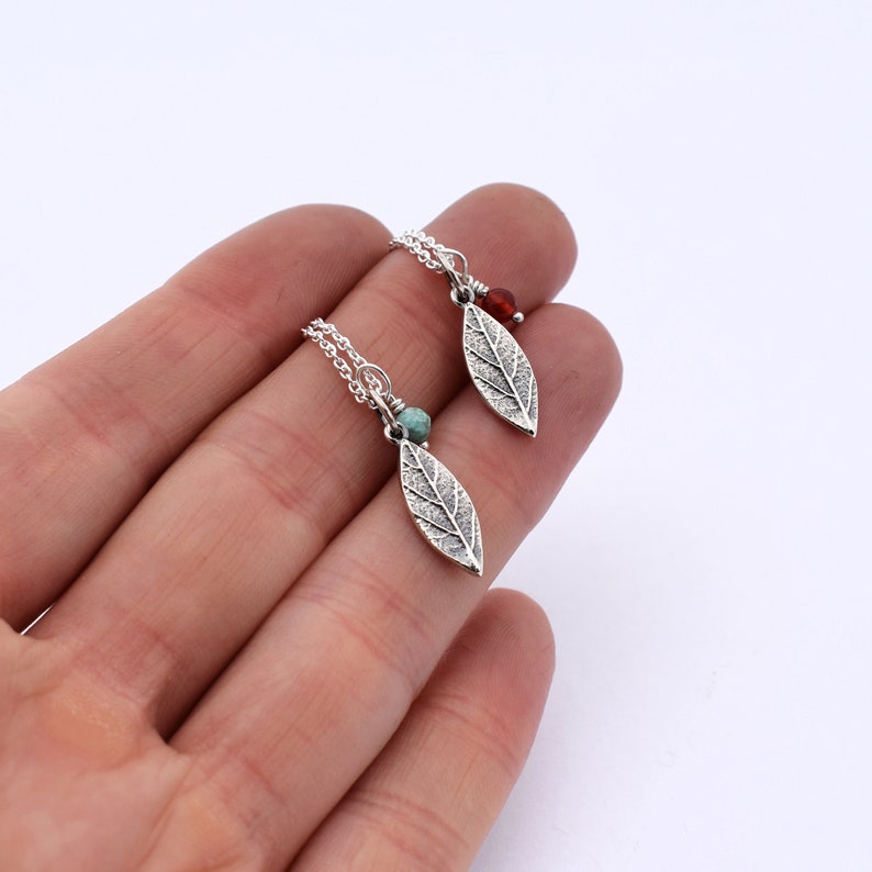 Small leaf pendant Leaf necklace Silver leaf necklace Botanical necklace Botanical pendant image 3