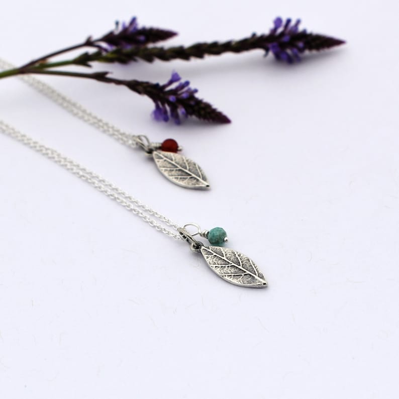 Small leaf pendant Leaf necklace Silver leaf necklace Botanical necklace Botanical pendant image 2