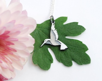 Hummingbirg necklace - silver hummingbird - silver hummingbird necklace - silver bird pendant - hummingbird charm