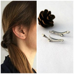 Ast Ohr Kletterer - Blaubeer Zweig Kletterer - Silber Ohr Kletterer - Blaubeer Zweig Kletterer - Ohr Kletterer