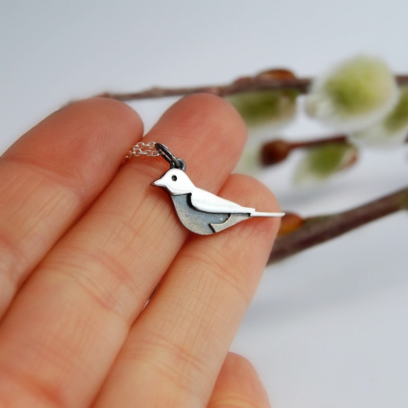 bird pendant Robin bird necklace woodland sterling silver bird