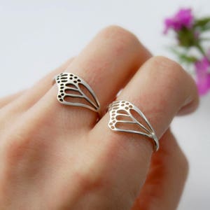 Monarch wing ring -  sterling monarch ring - wing ring - butterfly wing ring - butterfly ring