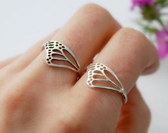 Monarch wing ring -  sterling monarch ring - wing ring - butterfly wing ring - butterfly ring