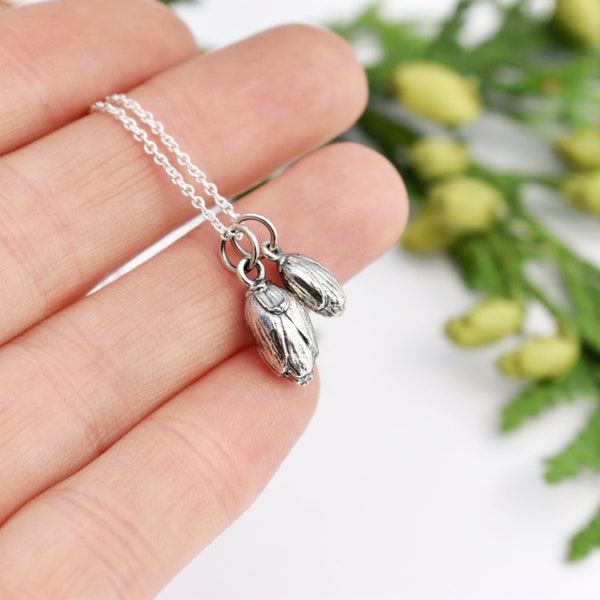 Thuya cone necklace - thuya necklace - silver thuya cone - silver cedar pendant - botanical necklace
