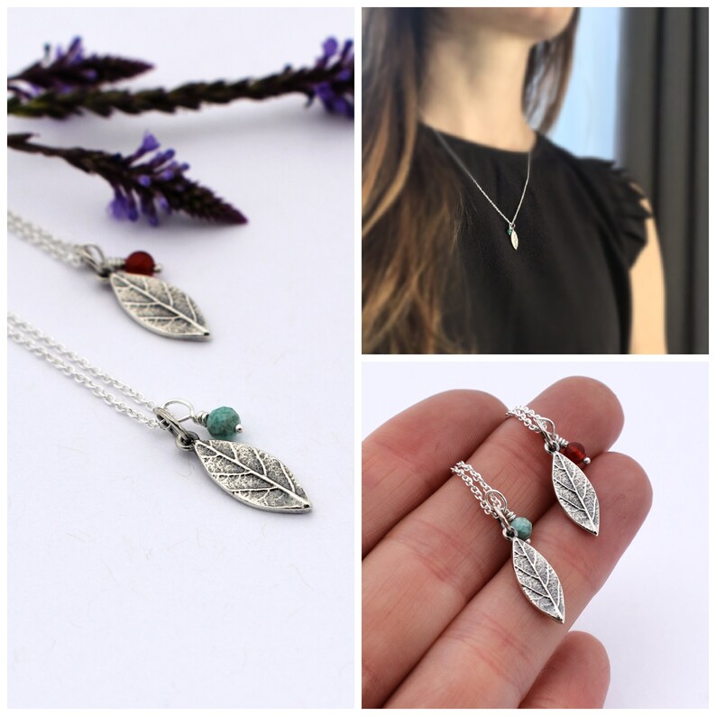 Small leaf pendant Leaf necklace Silver leaf necklace Botanical necklace Botanical pendant image 6