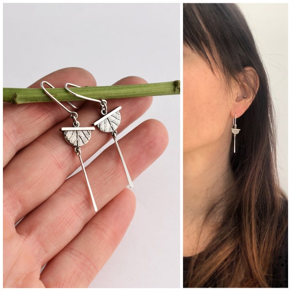 Art deco sticks earrings - Silver dangle earrings - Silver earrings