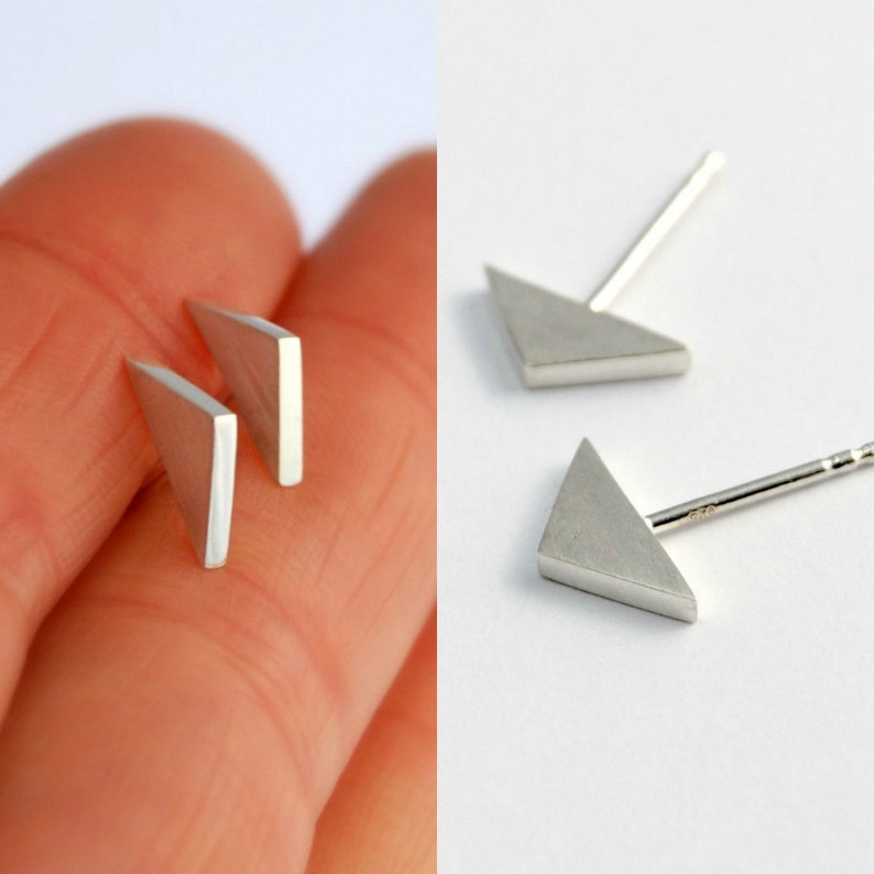 Triangle studs sterling silver spike studs minimalist jewelry image 1