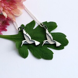 Hummingbird bird necklace sterling silver pendant woodland image 4