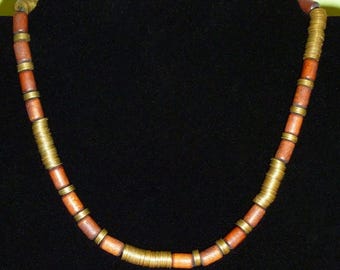 Vintage Aarikka Brown Wooden Bead Necklace – Made in Finland – 15.5" – 1980s