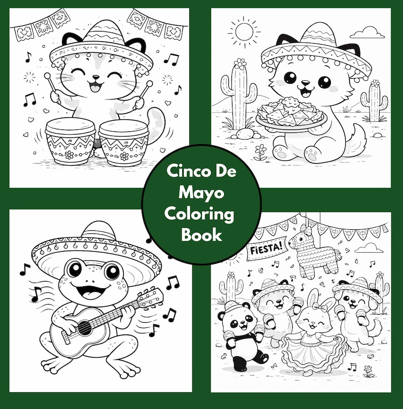 Fiesta Coloring Pages Printable, Cinco De Mayo Coloring Book PDF ...