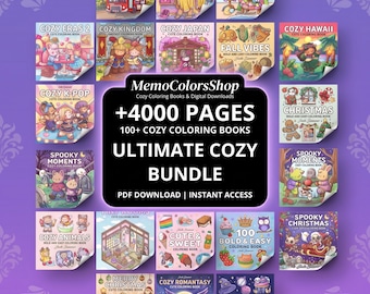 Ultieme megabundel 100 kleurboeken jade zomerstijl, +4000 pagina's gewaagd en gemakkelijk, leuke, gezellige pdf-afdrukbare kleurplaten, pdf-download