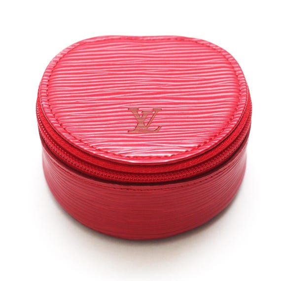 Louis Vuitton Epi Red Leather Ecrin Bijoux Jewelry Box Case Pouch Zip France Unisex