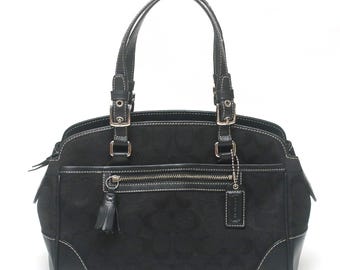 Coach Black Signature Shoulder Bag No H0832-12729 With Logo Key