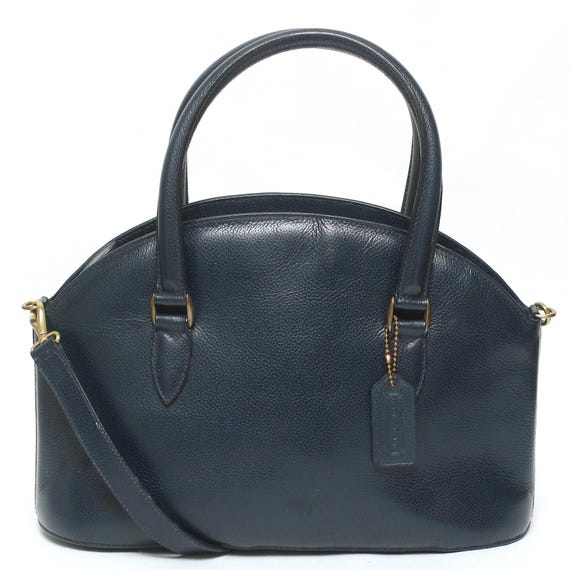 Vintage Coach Madison Navy Full Grain Leather 2way Handbag Crossbody Bag Italy Hangtag Women's