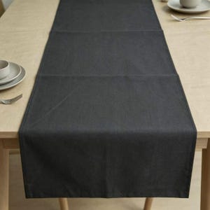 Matte Blackish Gray Plain Linen Table Runner, Neutral Dark Tone Long Table Cloth, Industrial Farmhouse Home Decor,Waterproof Linen