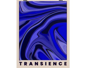Förgänglighet nr 3 rullad konstposter | Blå abstrakt minimalistisk väggtryck | Stämningsfull retroposter