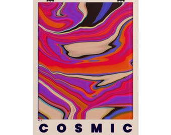 Kosmisk nr 1 abstrakt poster | Psykedelisk syntvåg väggkonsttryck