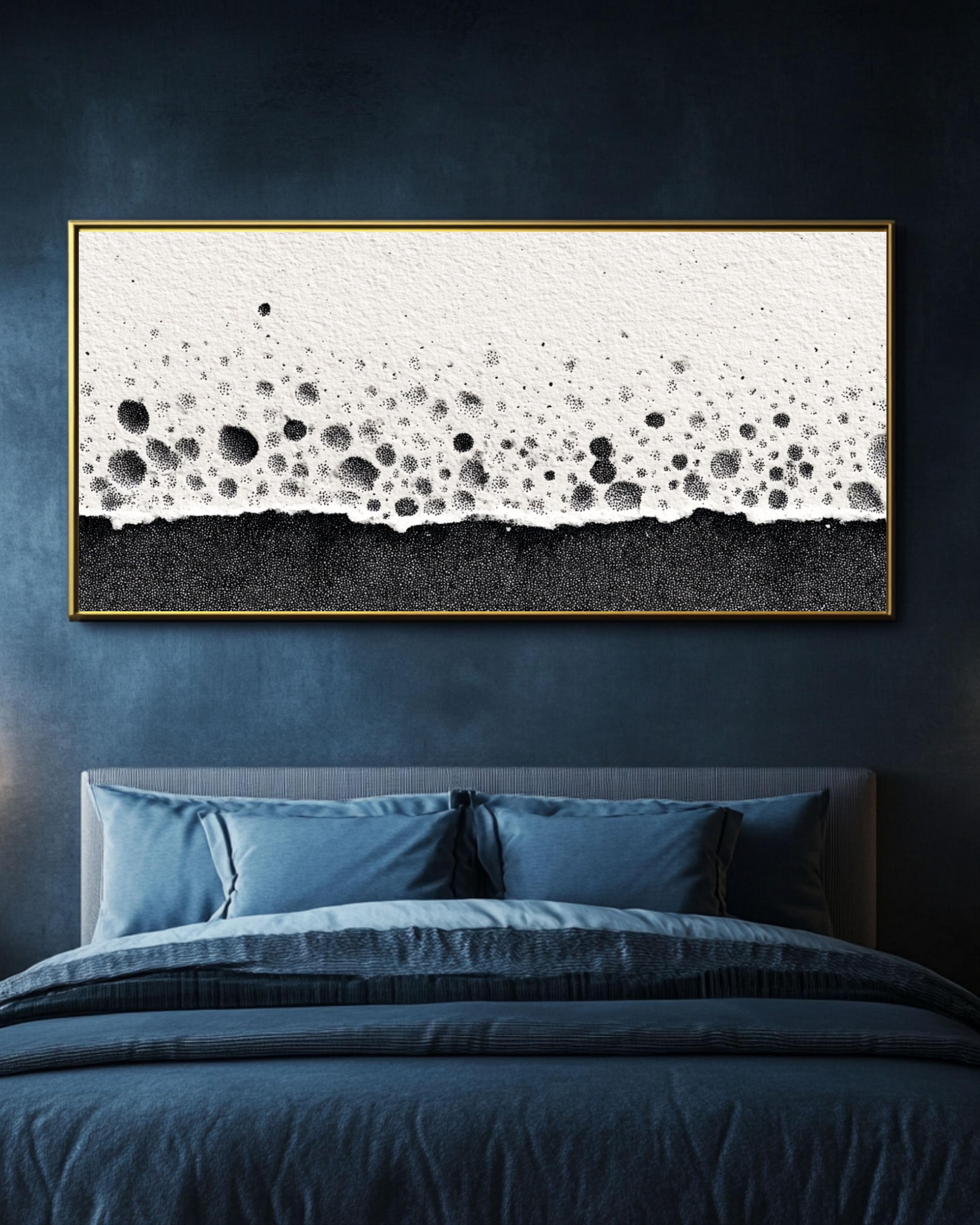 Modern Minimalist Abstract Canvas Art - Black and White Textured ...