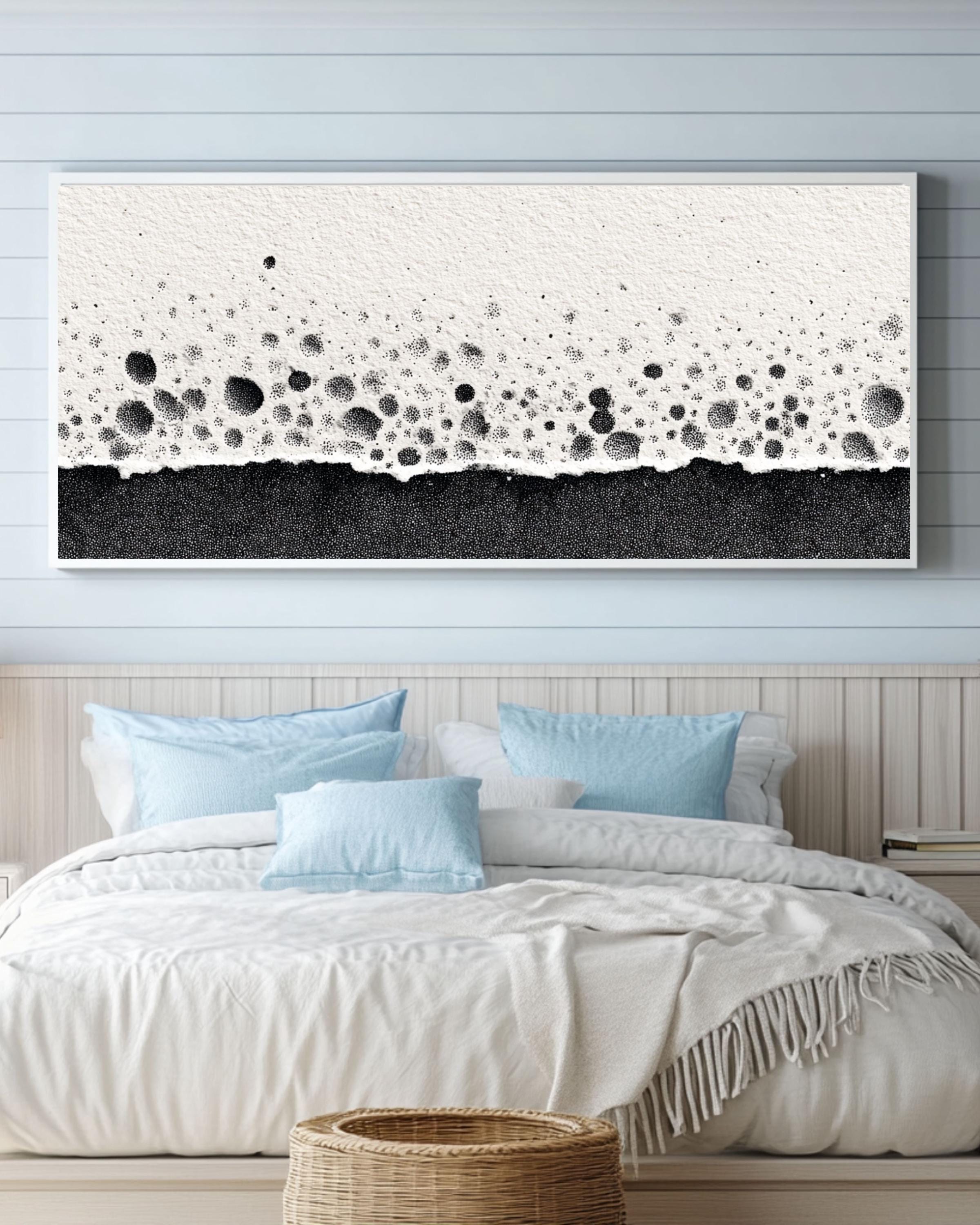 Modern Minimalist Abstract Canvas Art - Black and White Textured ...