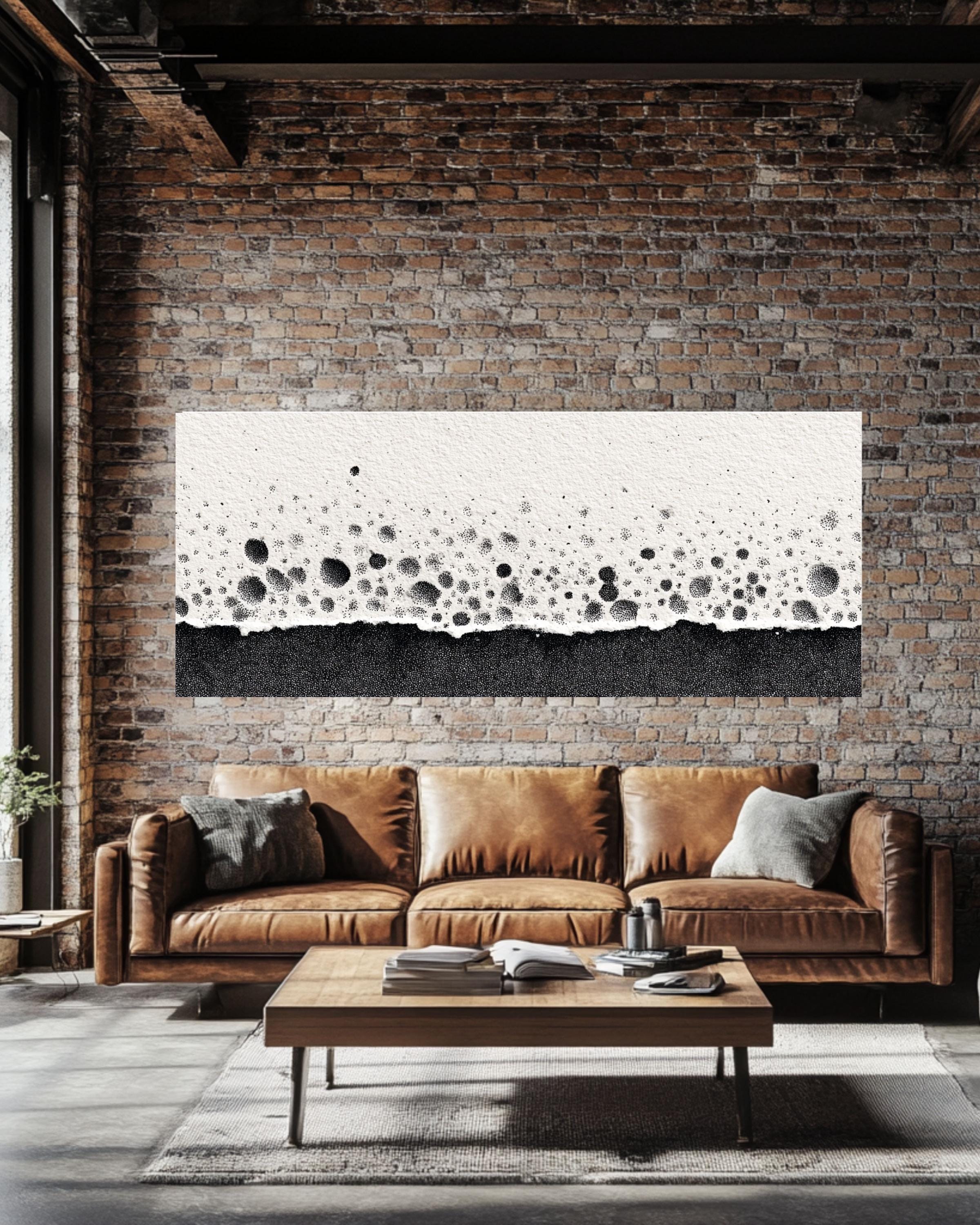 Modern Minimalist Abstract Canvas Art - Black and White Textured ...