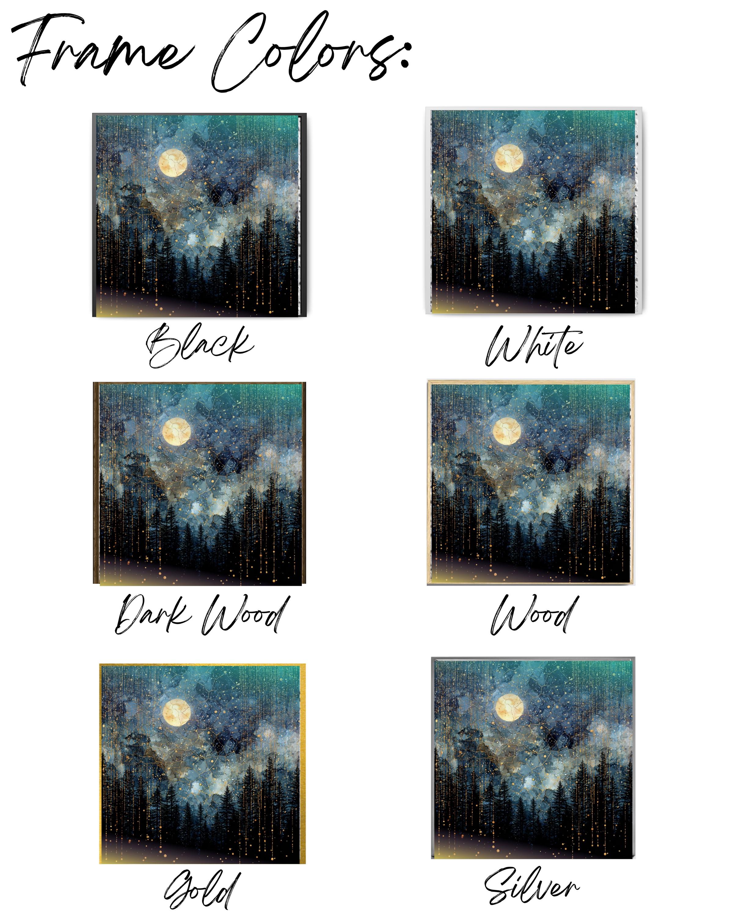 Celestial Full Moon Night Sky Square Canvas, Fantasy Forest Wall Art ...
