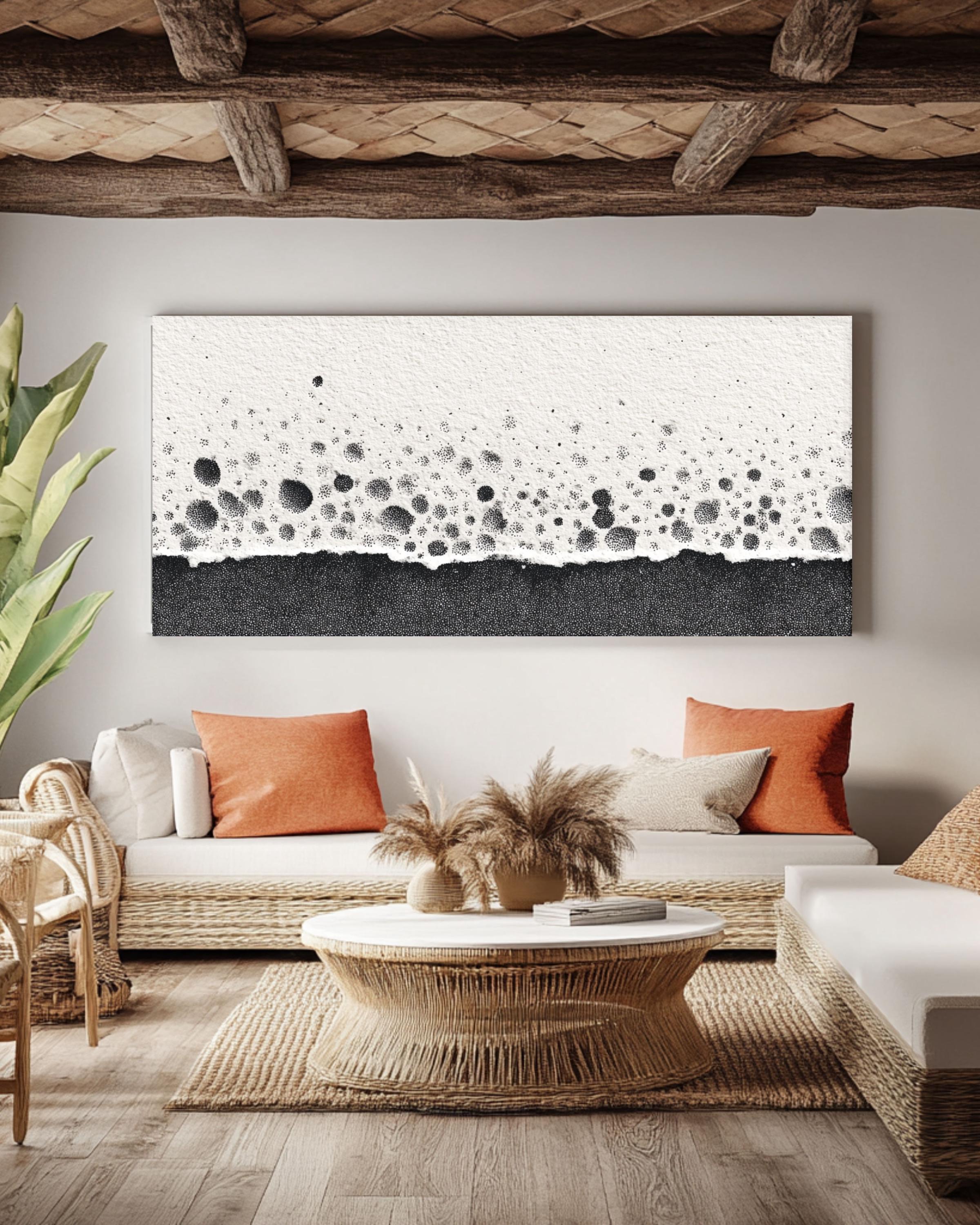 Modern Minimalist Abstract Canvas Art - Black and White Textured ...