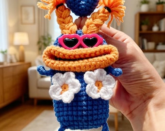Handmade Crochet Car Key Cover, Ugly Cute Sausage Mouth Key Case, Universal Smart Key Holder, Funny Gift for Women
