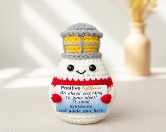 Vatertag häkeln Leuchtturm Geschenk für Papa, handgefertigte nautische Figur mit Nachrichtenkarte, Geburtstag Schreibtisch Dekor Andenken