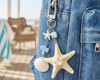 Llavero con temática oceánica, colgante para bolso de playa para mujer, llavero costero, regalo de vacaciones de verano para adolescentes, accesorio náutico
