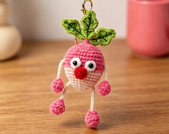 Llavero de zanahoria de peluche hecho a mano a crochet, llavero amigurumi adorable con cierre de langosta, adorno kawaii para bolso, regalo divertido para mochila
