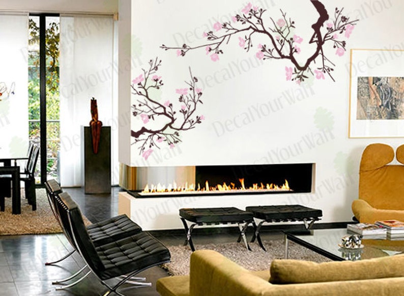cherry blossom wall decal tree branch stickers japanese large | etsy