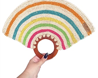 Auténtico abanico de paja Toquilla de Ecuador